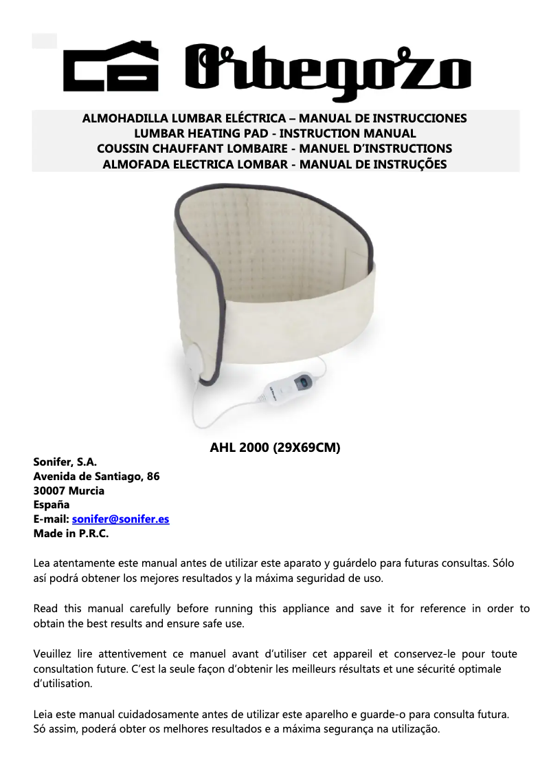 Image de la première page du manuel de l'appareil AHL 2000