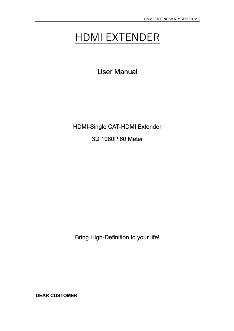 Image de la première page du manuel de l'appareil HDMI-E60