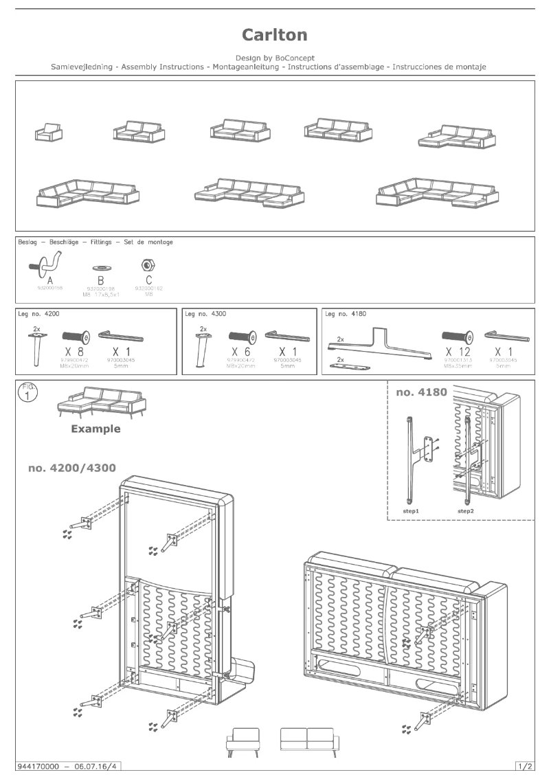 Page n°1 - Manuel utilisateur BoConcept Carlton