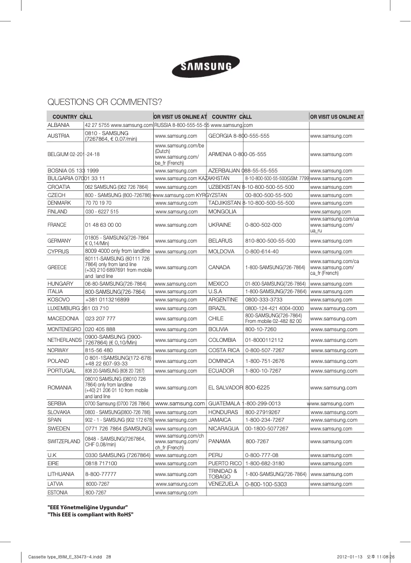 Page 1 de la notice Manuel utilisateur Samsung ND1284HXEA