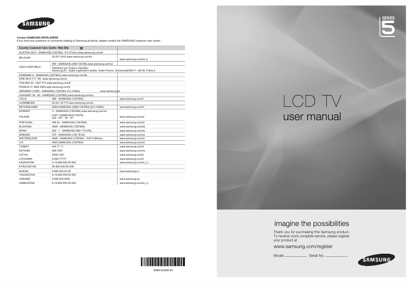 Page 1 de la notice Manuel utilisateur Samsung LE37B579