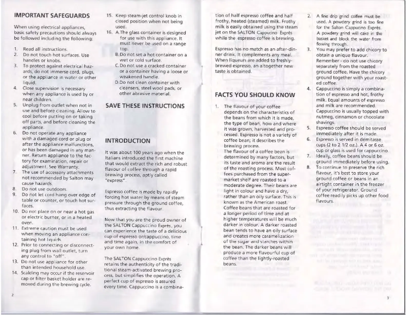 Page 1 de la notice Manuel utilisateur Salton EX-153