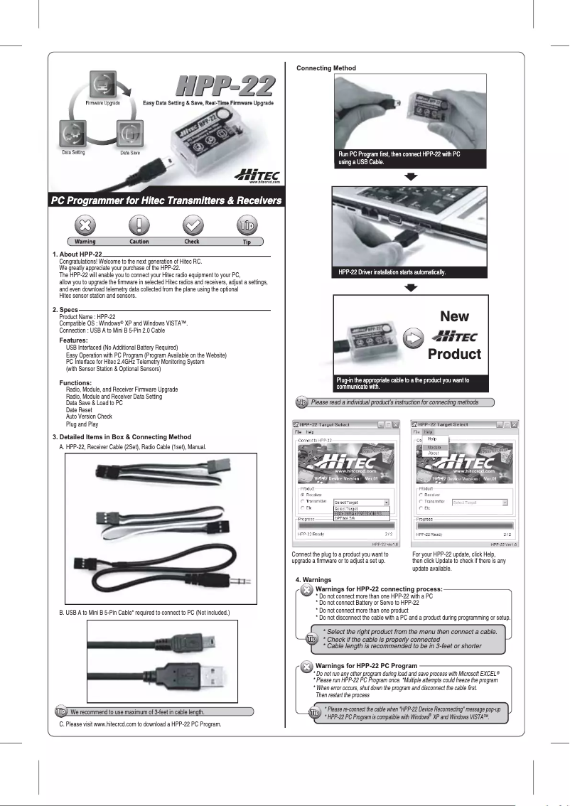 Page 1 de la notice Manuel utilisateur Hitec HPP-22