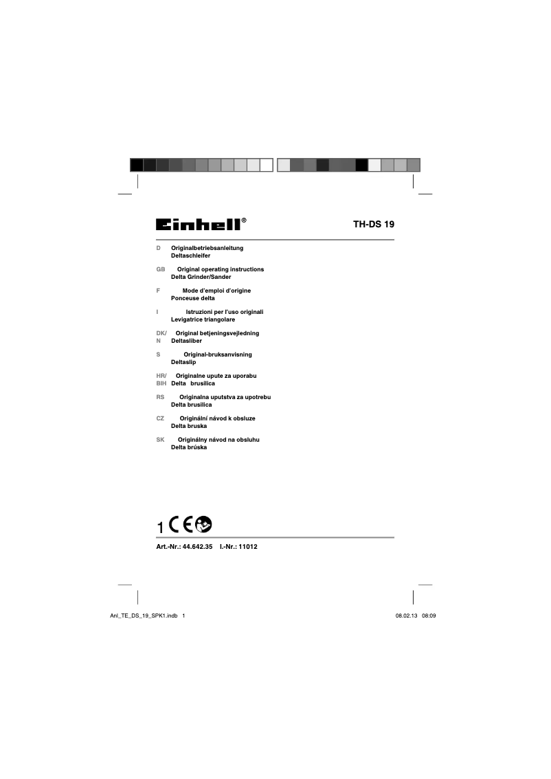 Page 1 de la notice Manuel utilisateur Einhell TH-DS 19