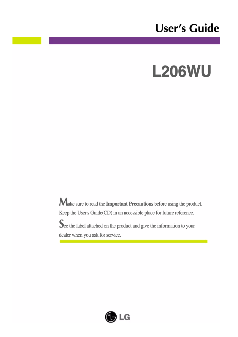 Page n°1 - Manuel utilisateur LG L206WU
