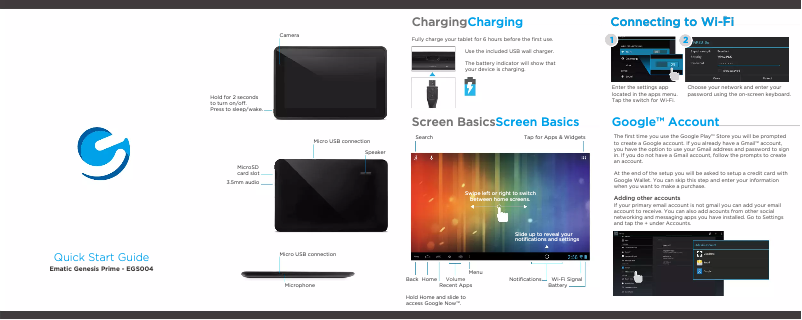 Page 1 de la notice Manuel utilisateur XOvision 7" Genesis Prime EGS004-RD