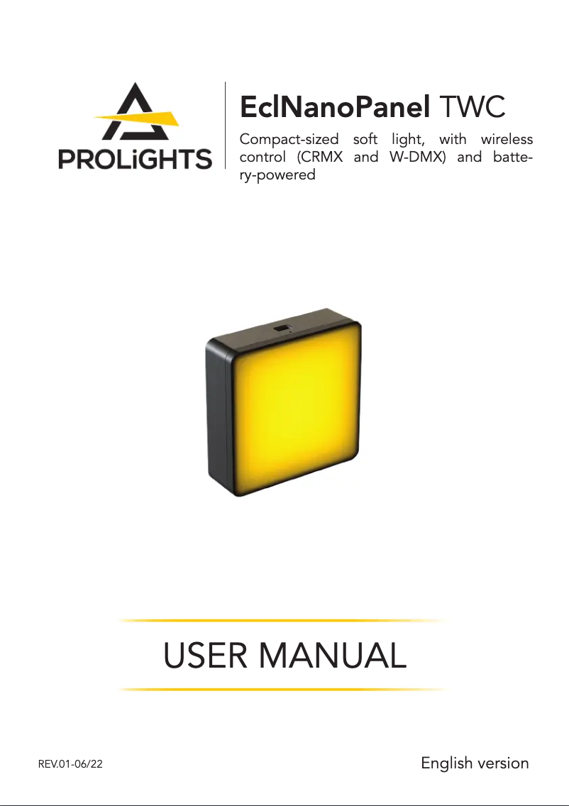 Page n°1 - Manuel utilisateur ProLights EclNanoPanel TWC