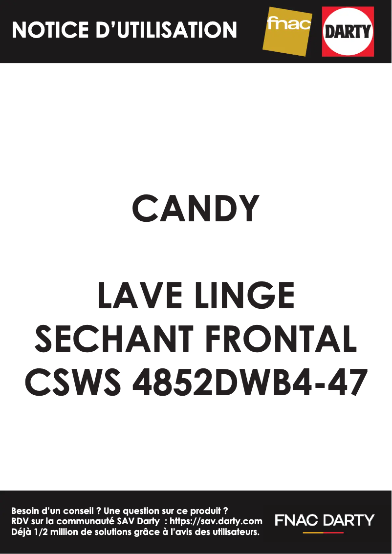 Page n°1 - Manuel utilisateur Candy CSWS 4852DWB4-47