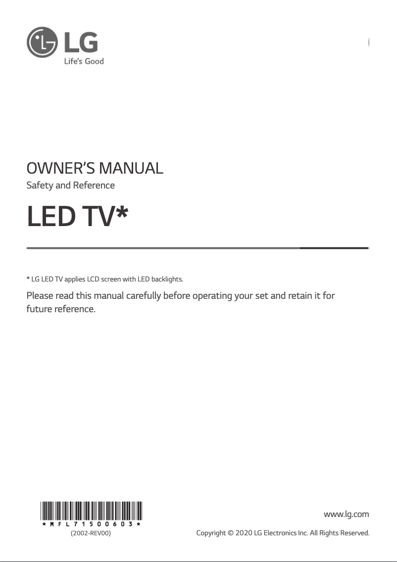 Page n°1 - Manuel utilisateur LG 75NANO993NA