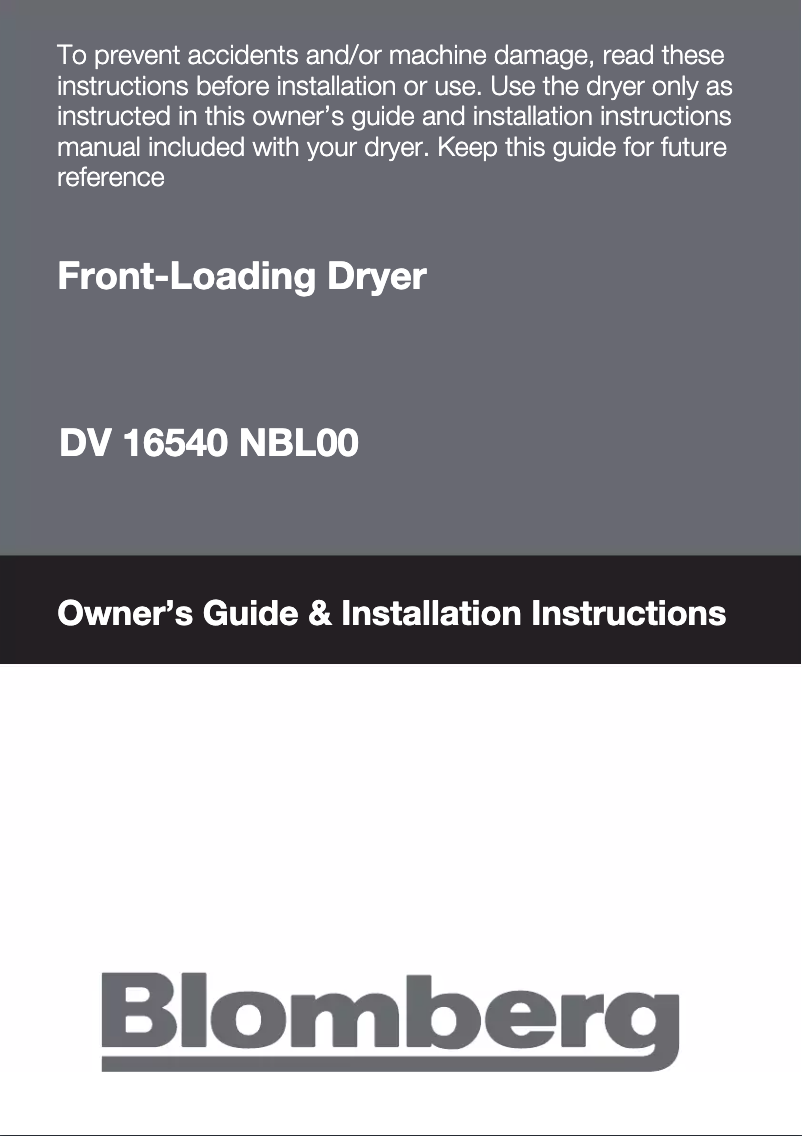 Image de la première page du manuel de l'appareil DV 16540 NBL00