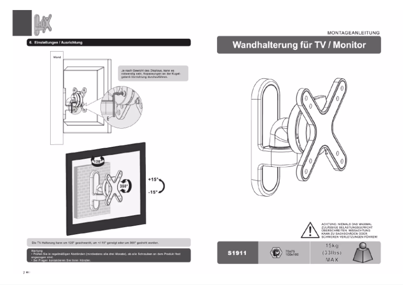 Page 1 de la notice Manuel utilisateur Ricoo S1911