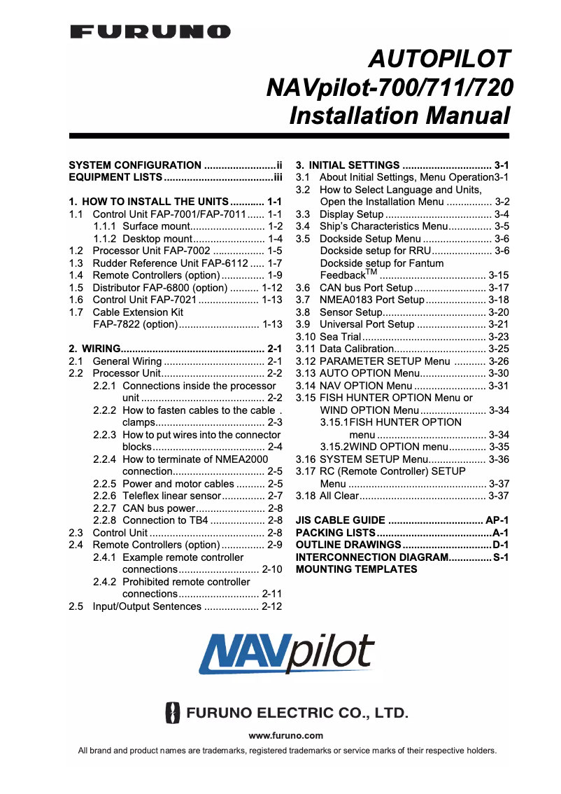 Image de la première page du manuel de l'appareil NAVpilot-711