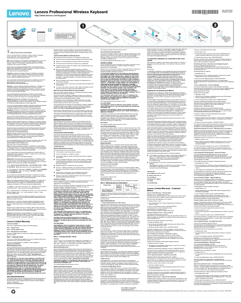 Página 1 del manual Manual de usuario Lenovo Professional Wireless Keyboard
