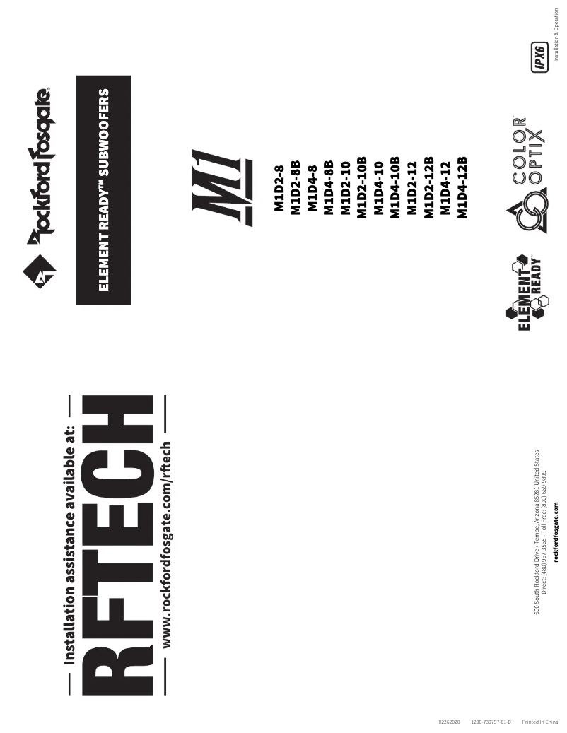 Page 1 de la notice Manuel utilisateur Rockford Fosgate M1D4-12