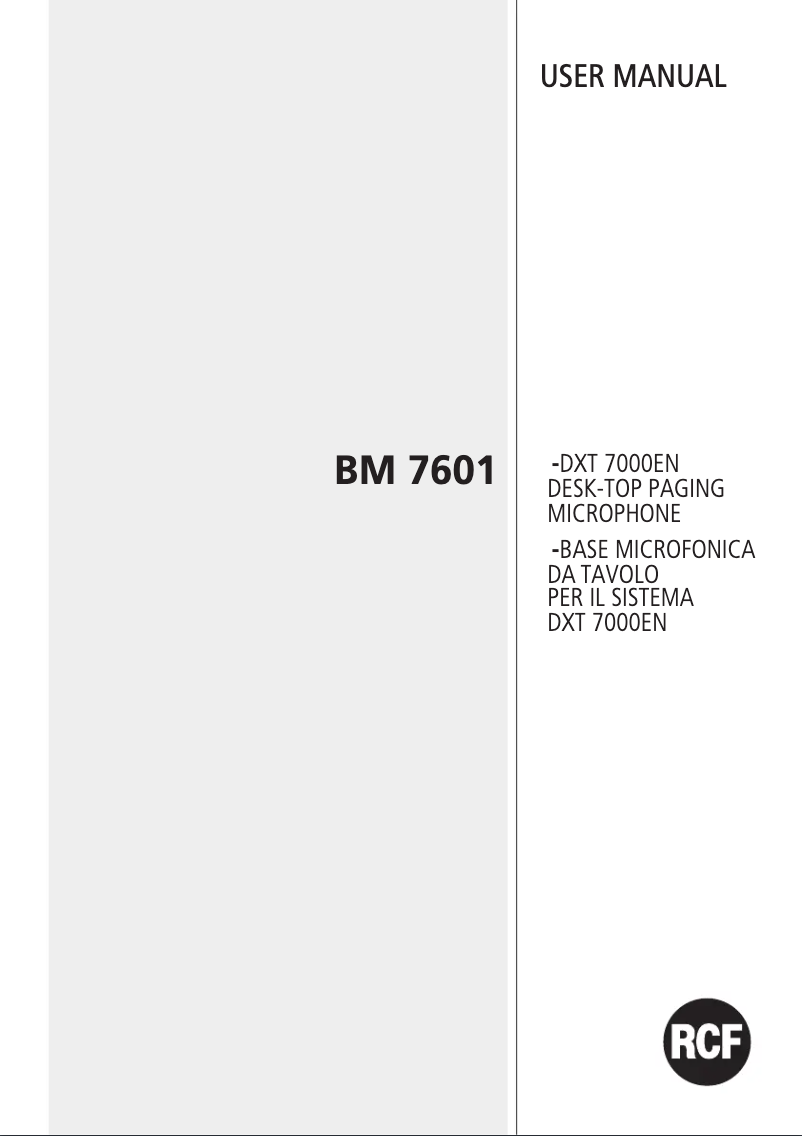 Página 1 del manual Manual de usuario RCF BM 7601