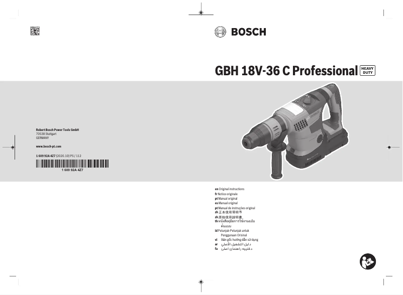 Page 1 de la notice Manuel utilisateur Bosch GBH 18V-36 C Professional