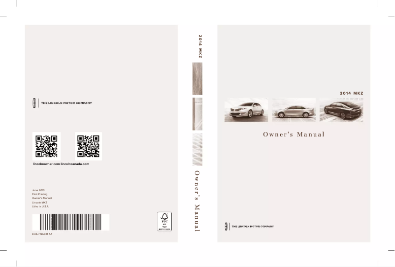 Image de la première page du manuel de l'appareil MKZ (2014)