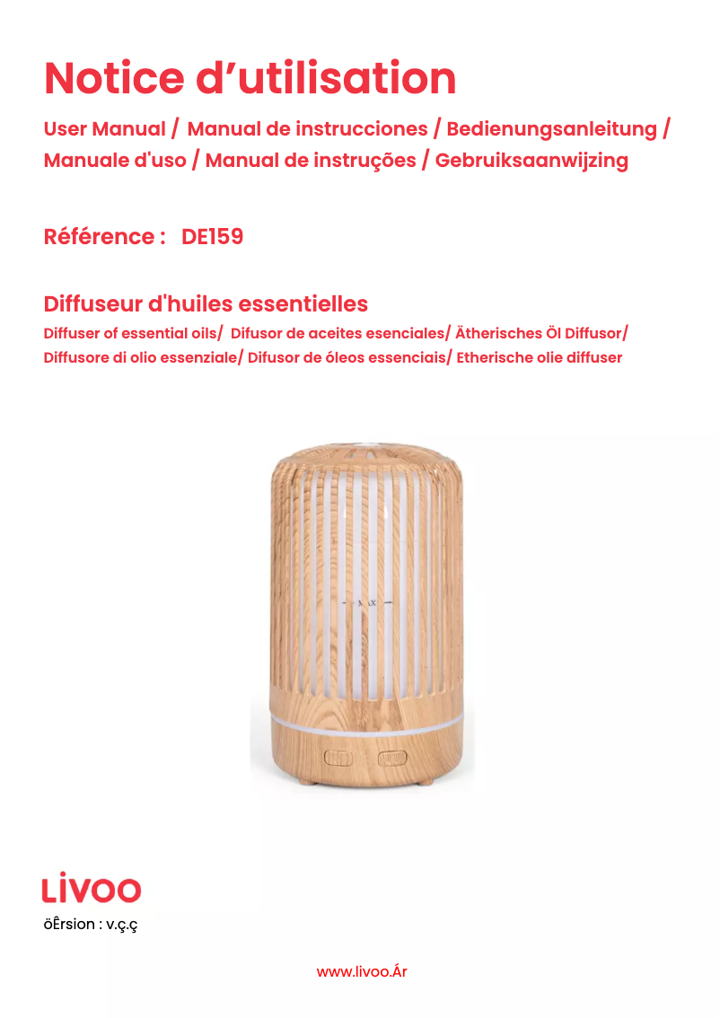 Page 1 de la notice Manuel utilisateur Livoo DE159