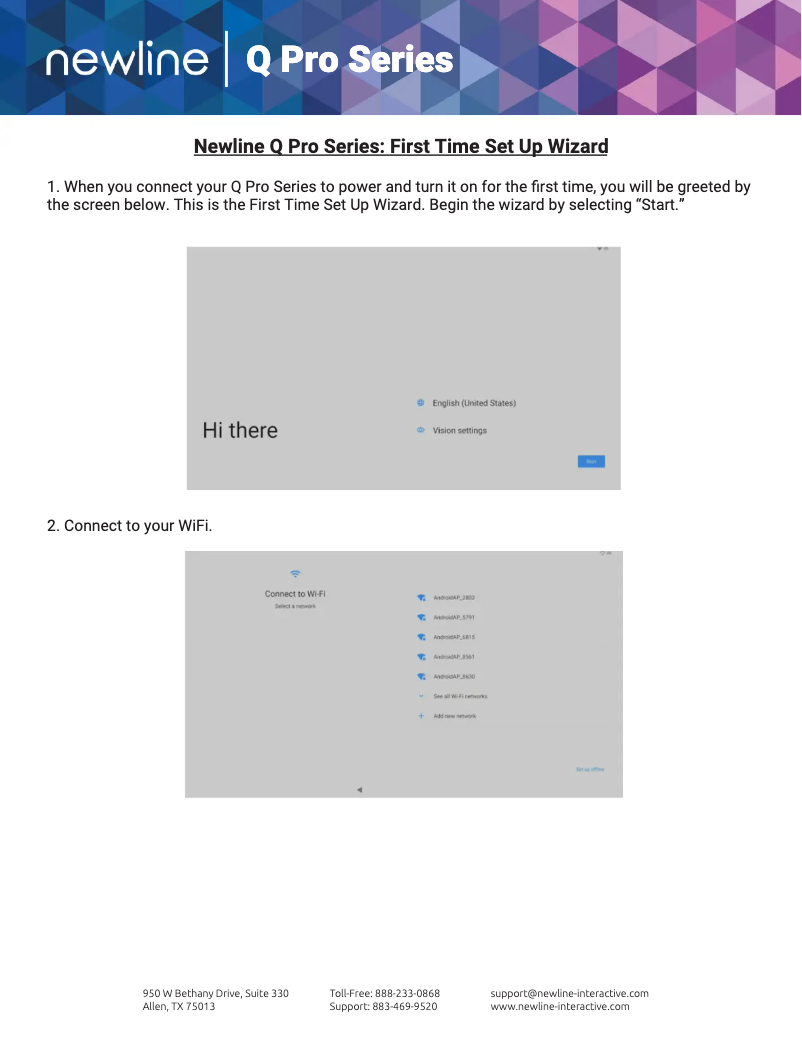 Page n°1 - Guide de démarrage rapide Newline TT-8624QPRO