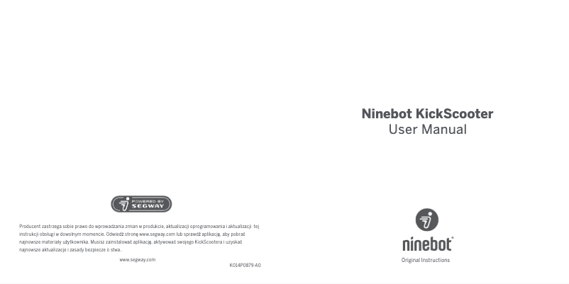 Page n°1 - Manuel utilisateur Segway Ninebot KickScooter E22E