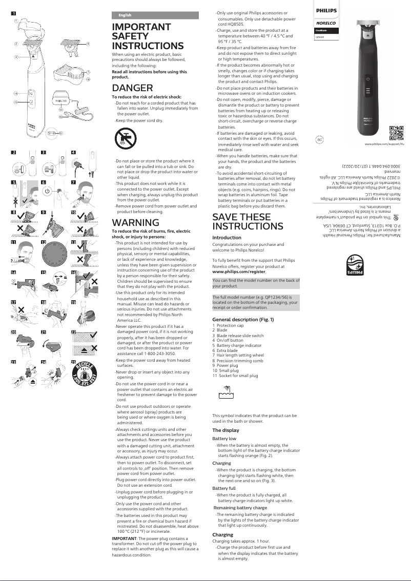 Page 1 de la notice Manuel utilisateur Philips OneBlade Pro 360 QP6531