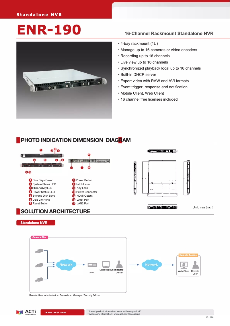 Page n°1 - Brochure ACTi ENR-190