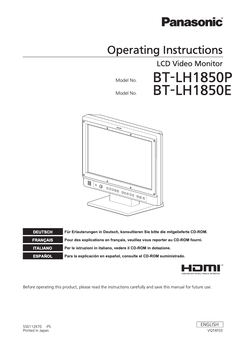 Página 1 del manual Manual de usuario Panasonic BT-LH1850