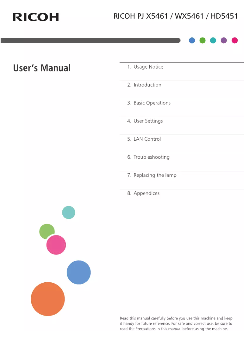 Página 1 del manual Manual de usuario Ricoh PJ HD5451