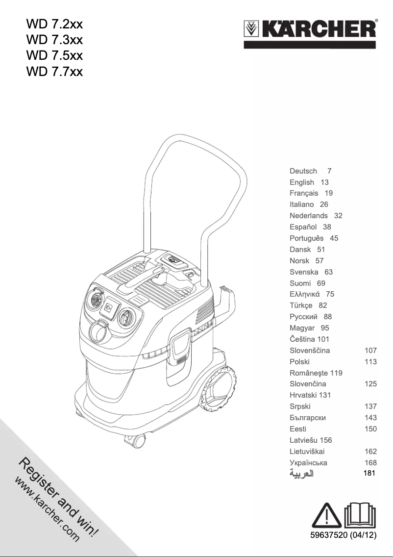 Page n°1 - Manuel utilisateur Kärcher WD 7.700P