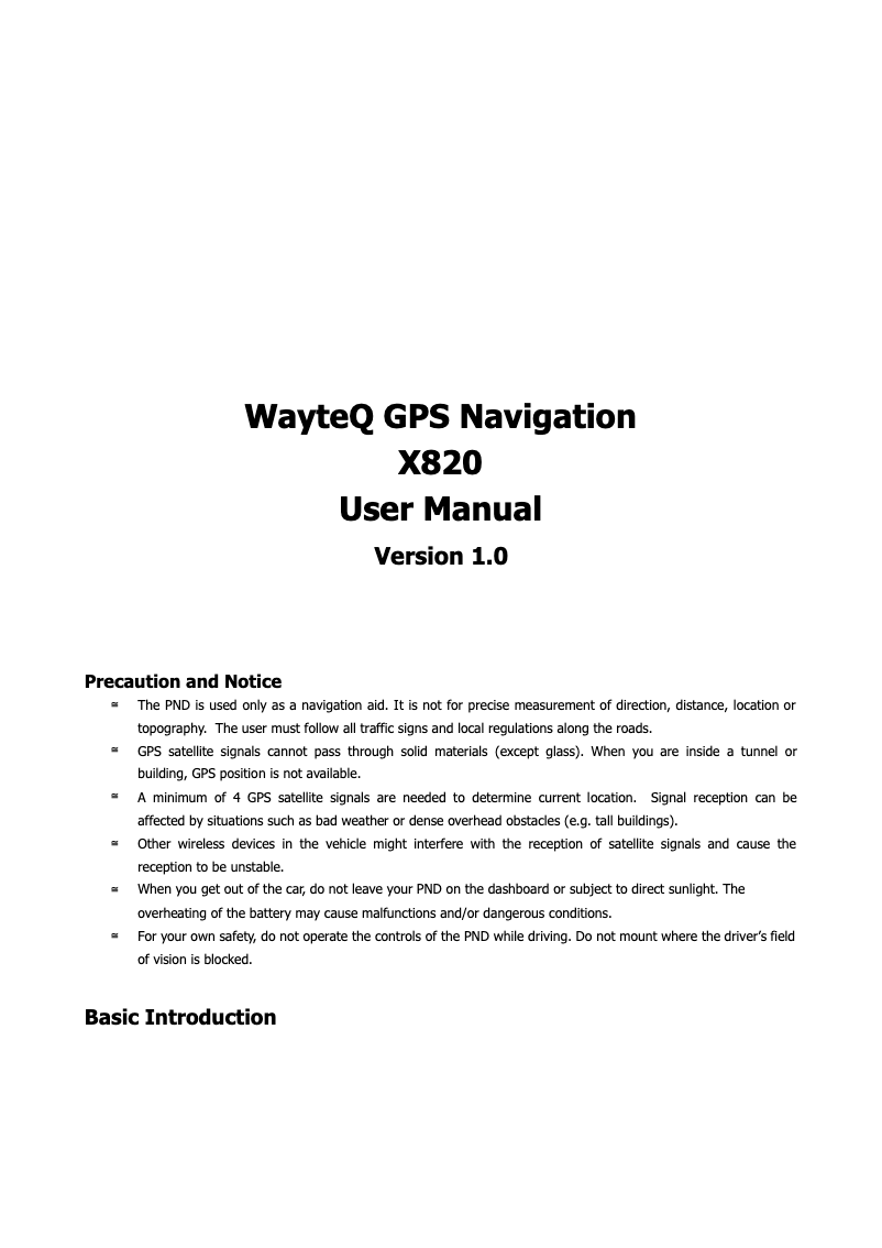 Page 1 de la notice Manuel utilisateur WayteQ X820