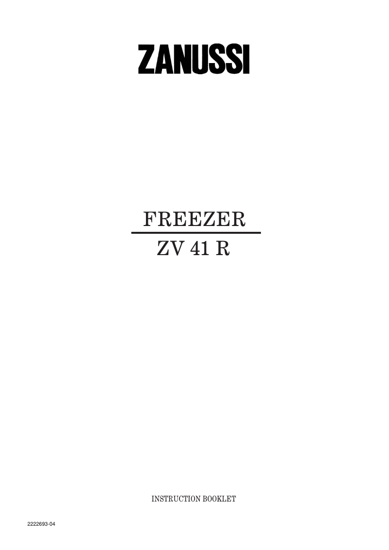 Page n°1 - Manuel utilisateur Zanussi ZV 41 R