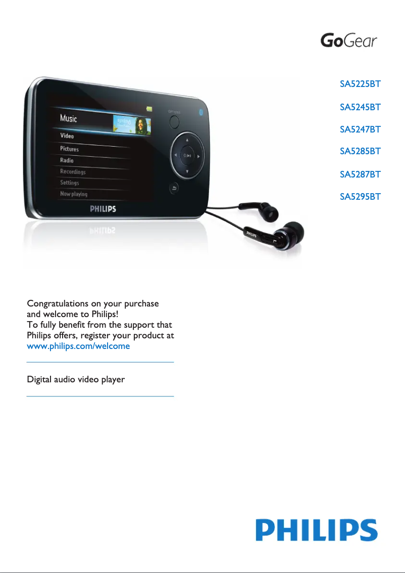 Image de la première page du manuel de l'appareil GoGear SA5287