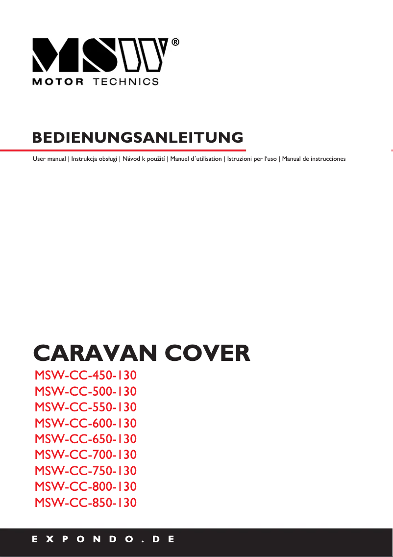 Page n°1 - Manuel utilisateur MSW MSW-CC-500-130