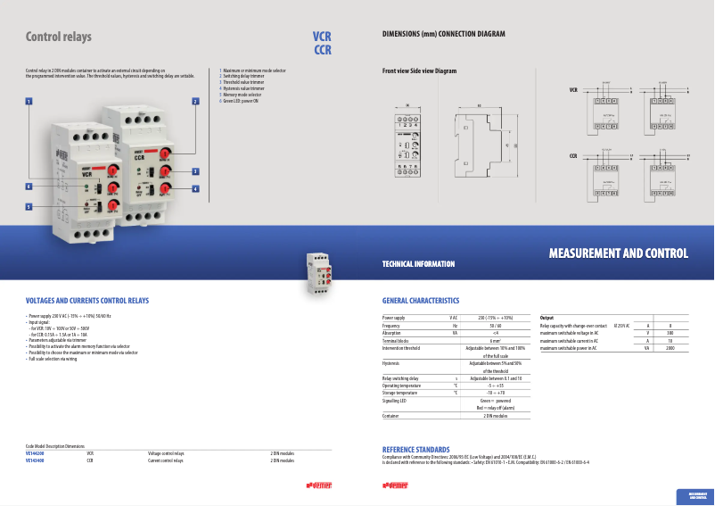 Page n°1 - Fiche technique Vemer VCR