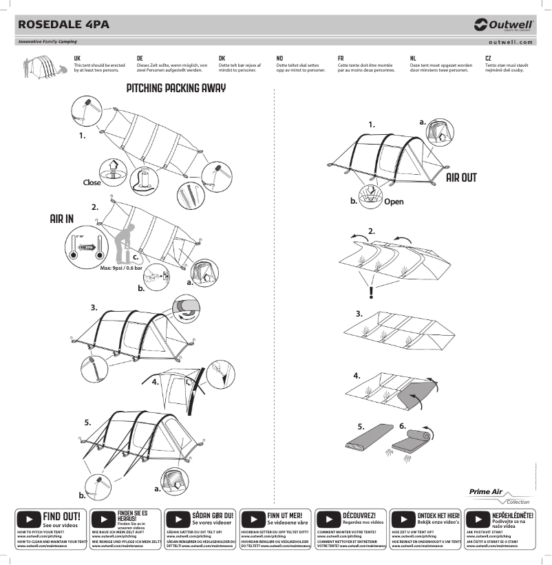 Page 1 de la notice Manuel utilisateur Outwell Rosedale 4PA