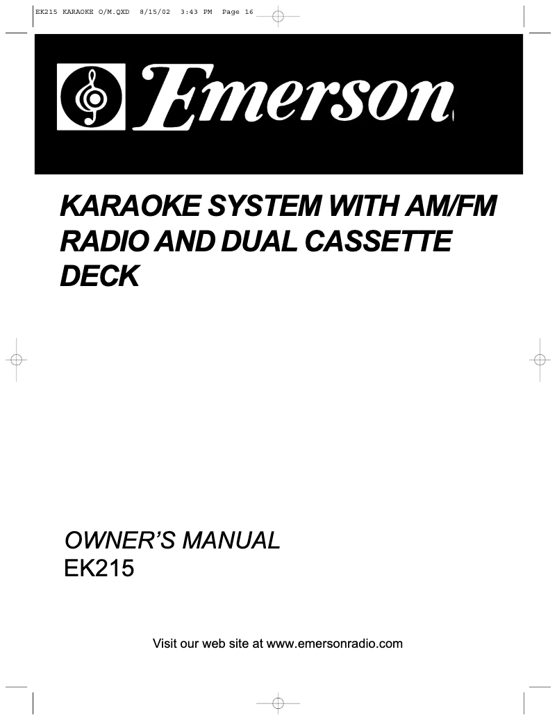 Page 1 de la notice Manuel utilisateur Emerson EK215