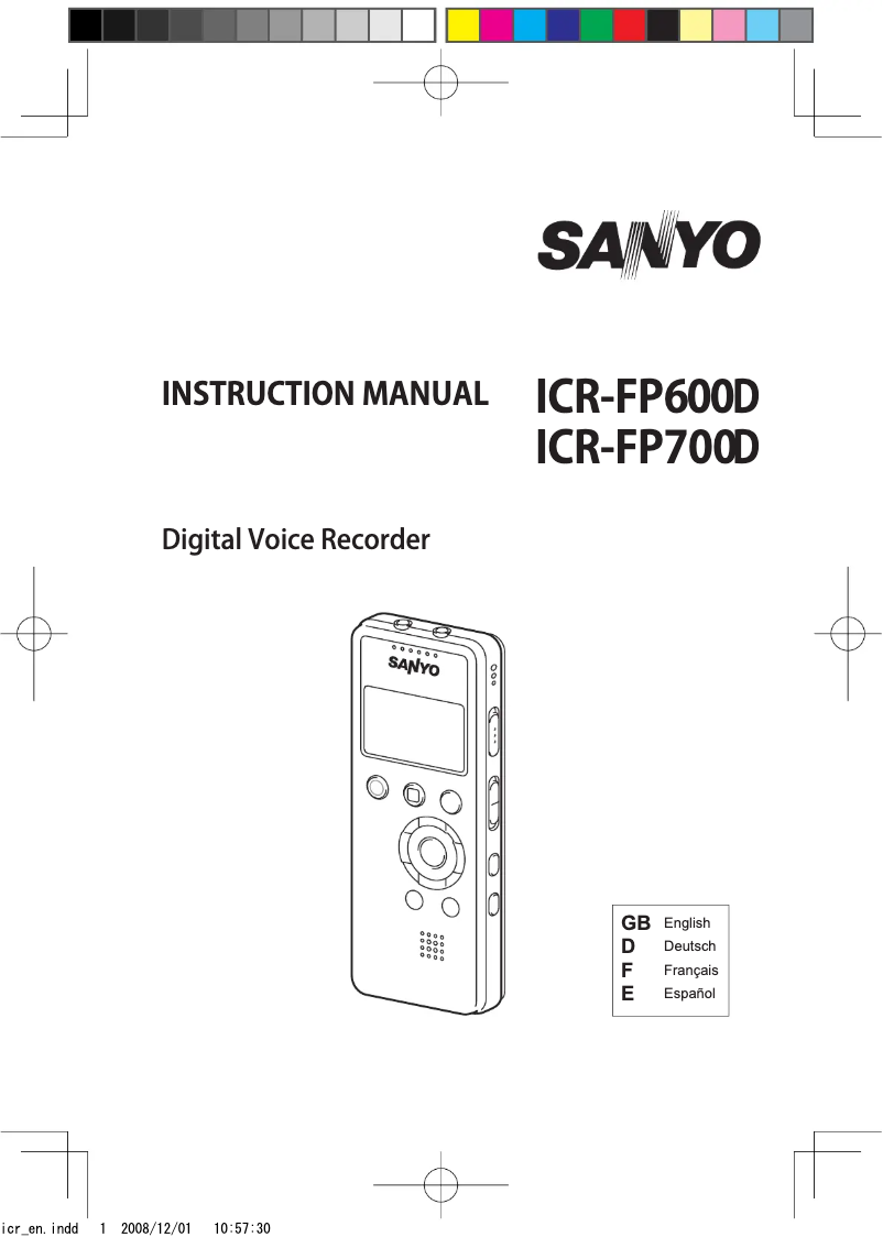 Image de la première page du manuel de l'appareil ICR-FP600D