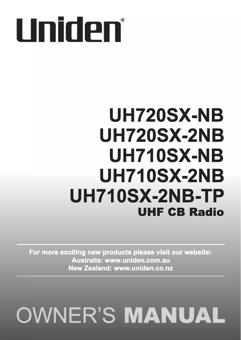 Page 1 de la notice Manuel utilisateur Uniden UH710SX-2NB