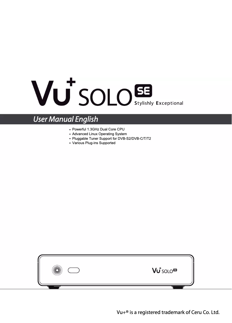 Page n°1 - Manuel utilisateur Vu+ SOLO SE