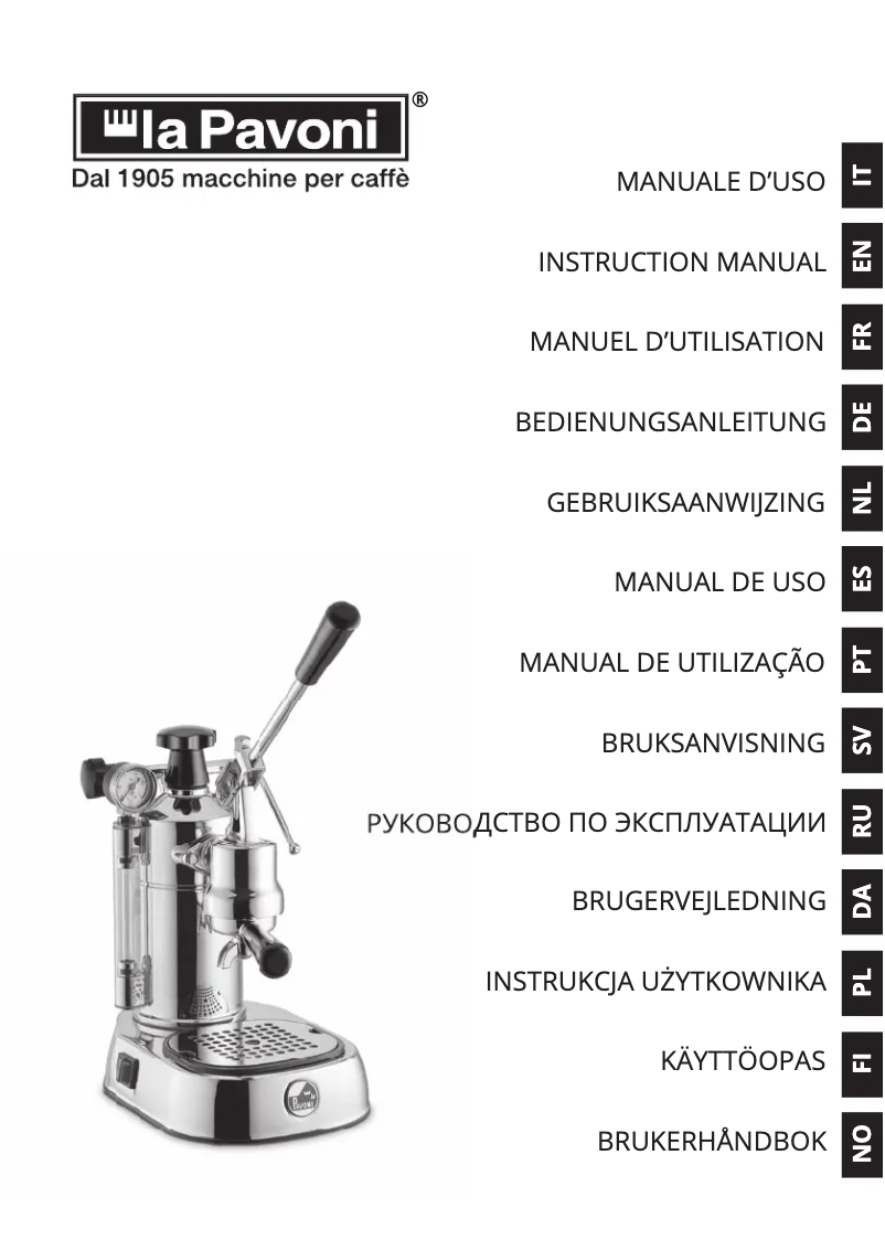 Page n°1 - Manuel utilisateur la Pavoni Stradivari Lusso