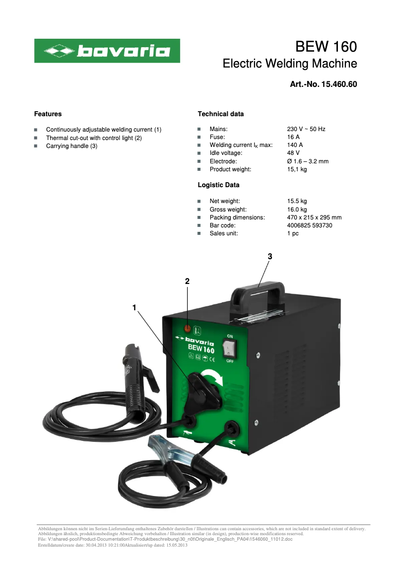 Image de la première page du manuel de l'appareil BEW 160