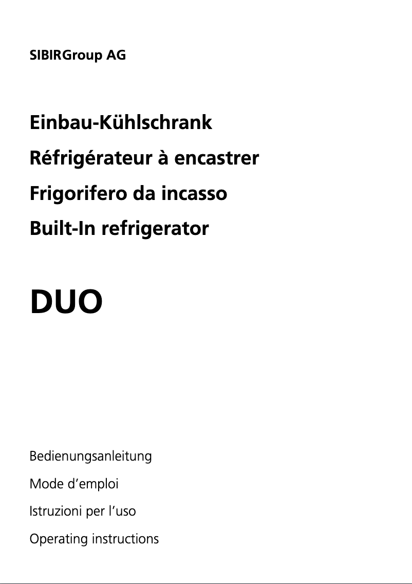 Página 1 del manual Manual de usuario SIBIR Duo Eco Swiss