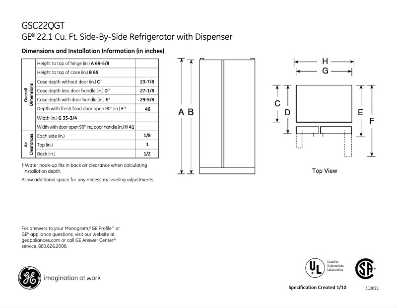 Image de la première page du manuel de l'appareil GSC22QGTBB