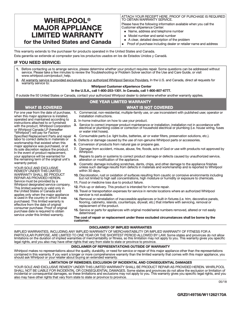 Page n°1 - Manuel utilisateur Maytag WVU57UC6FS
