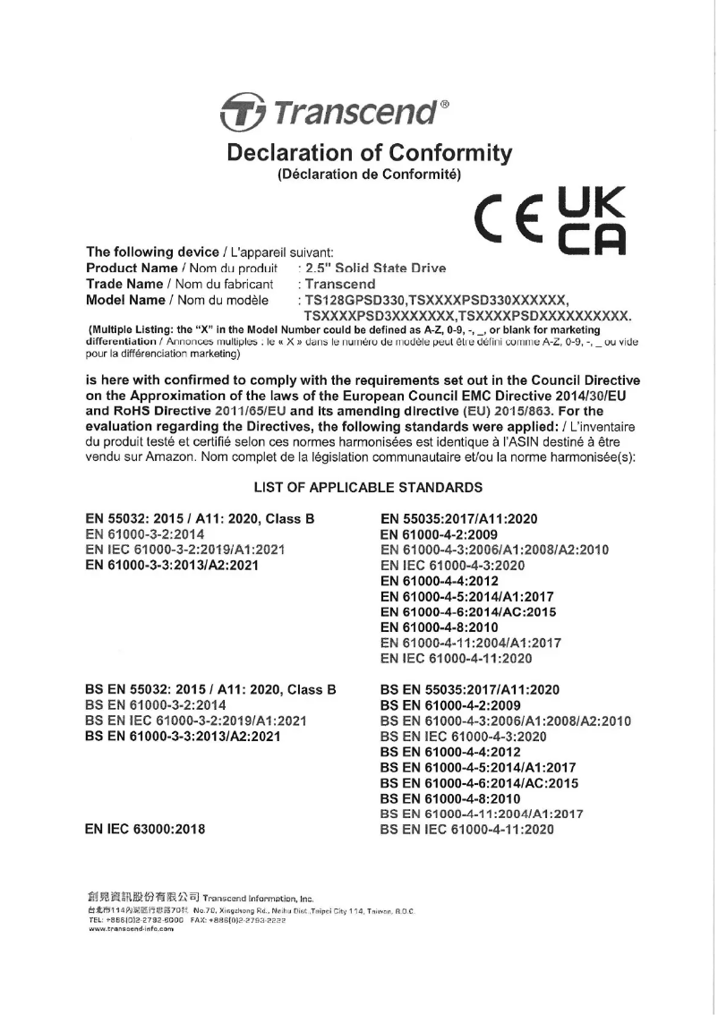 Página 1 del manual Manual de usuario Transcend PSD330