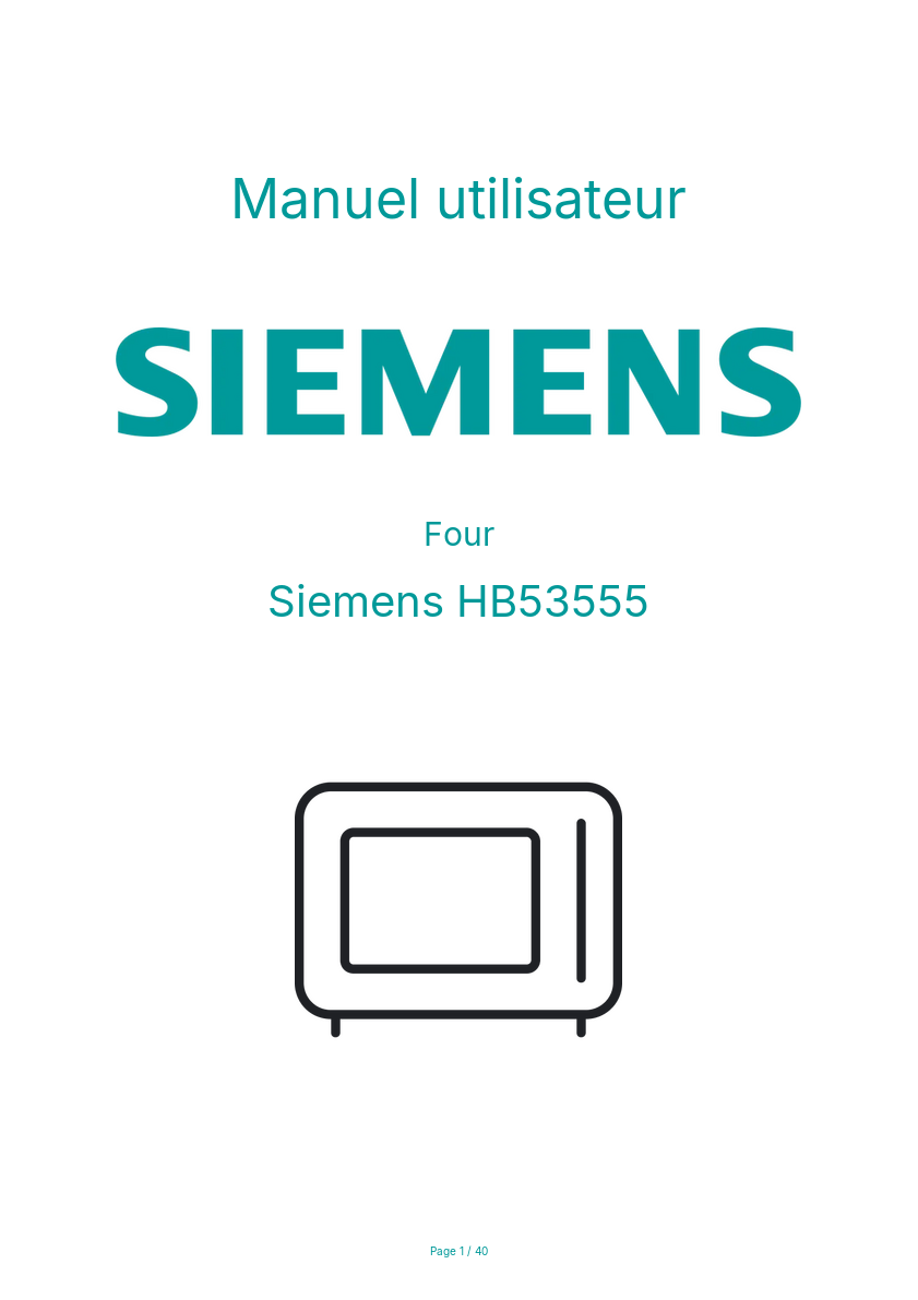 Page n°1 - Manuel utilisateur Siemens HB53555