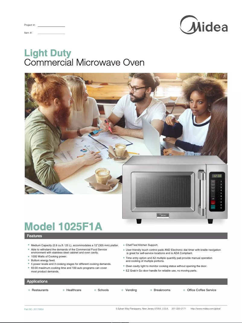 Page 1 de la notice Manuel utilisateur Midea 1025F1A