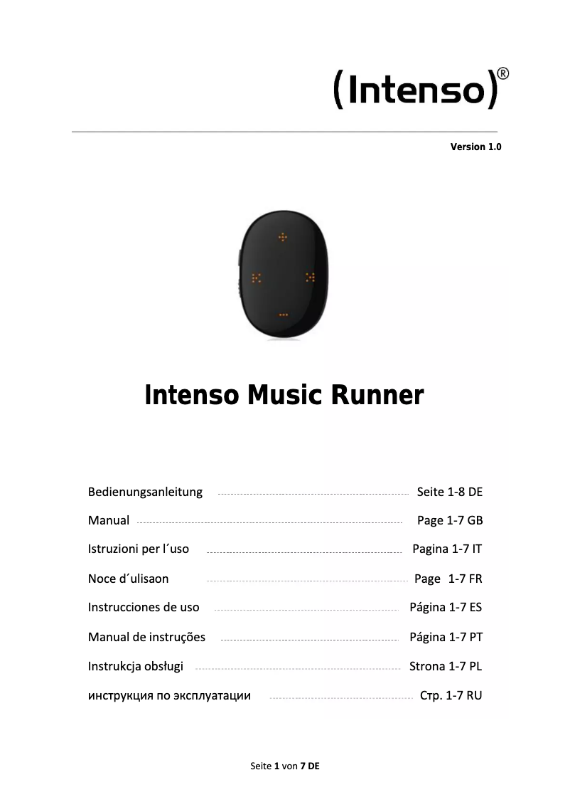 Página 1 del manual Manual de usuario Intenso Music Runner