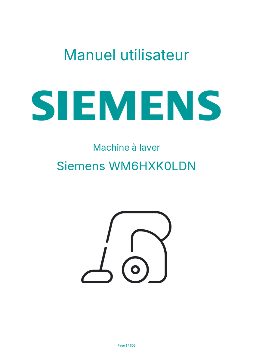 Page n°1 - Manuel utilisateur Siemens WM6HXK0LDN