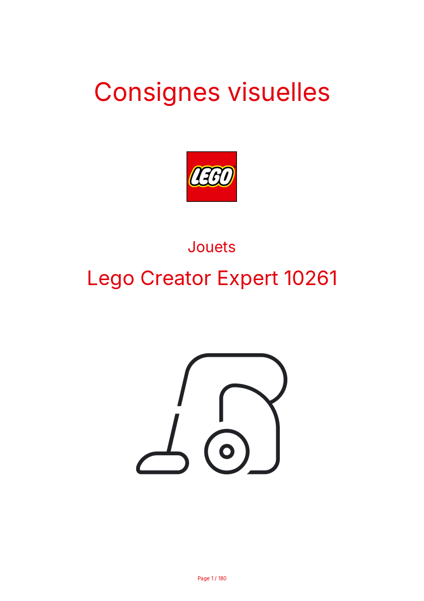 Page 1 de la notice Consignes visuelles Lego Creator Expert 10261